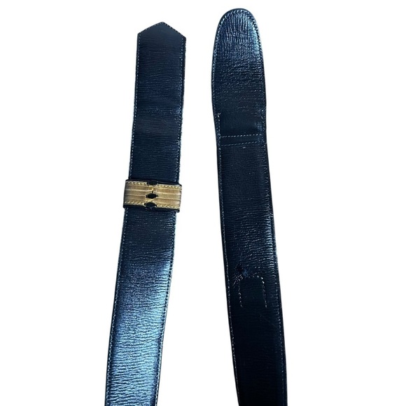 VTG 1970s Leather Striped Canvas Statement Belt Sz 33 Retro Mod Unisex Boho Med - Picture 9 of 10